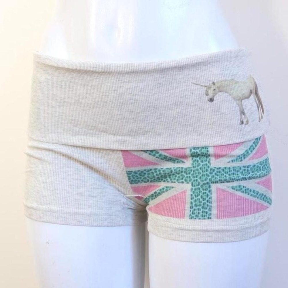 y2k union jack unicorn hot pants tumblr core